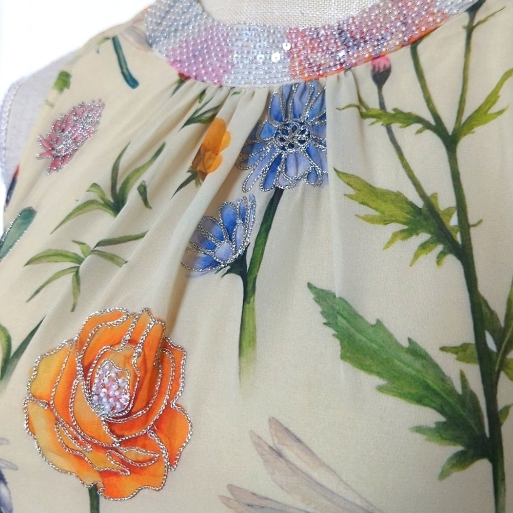 Anthropologie Pankaj & Nidhi Floral and Insect Maxi Dress View 4